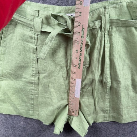 Madewell Shorts Womens Size 8 Green 100% Linen High Rise Belted Beachy $68 NEW 3 - Picture 7 of 11